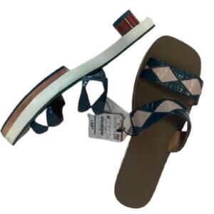 ZARA Navy & Pink Strappy Clog Sandals – New with Tags